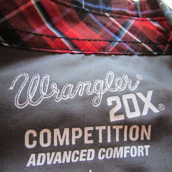 Wrangler 20X Men's XL Competition Long Sleeve Red Plaid Snap Western Shirt - Picture 2 of 3